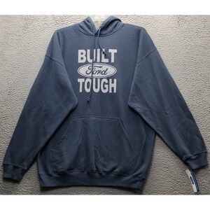 Trau & Loevner Spell Out Ford Motor Co Hoodie Mens XL Blue Long Sleeve Pullover